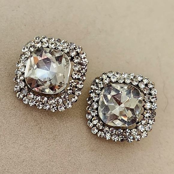 Elegant Silver CZ Clip On Earrings - Picture 3 of 8